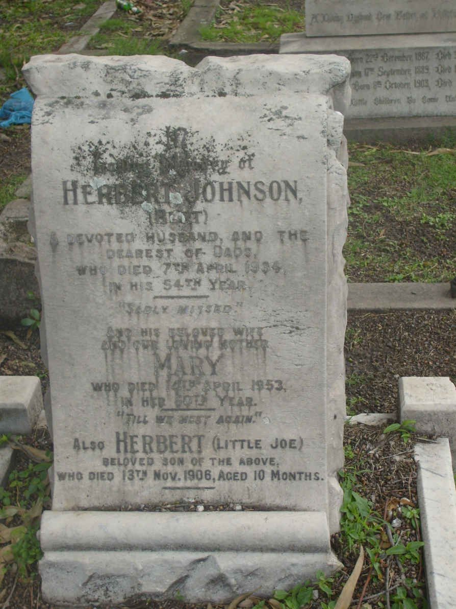 JOHNSON Herbert -1934 &amp; Mary -1953 :: JOHNSON Herbert -1906