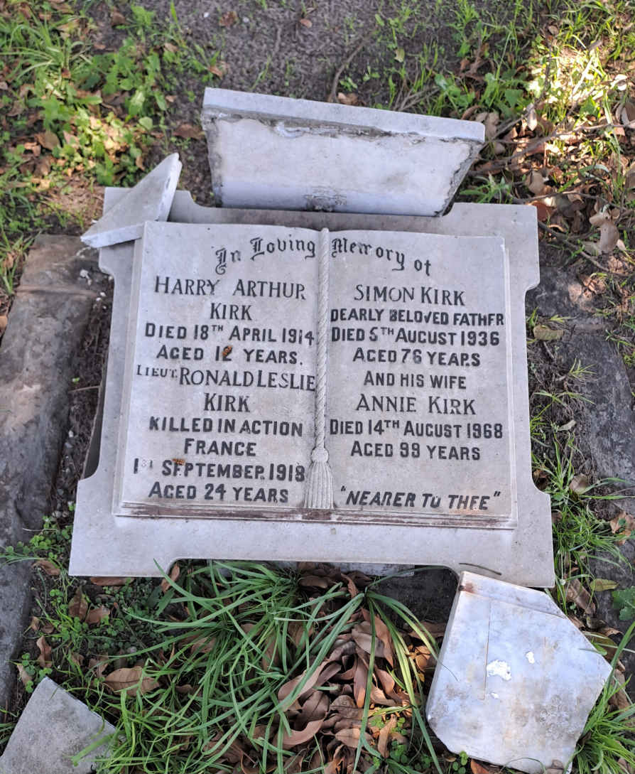 KIRK Simon -1936 & Annie -1968 :: KIRK Ronald Leslie -1918 :: KIRK Harry Arthur -1914