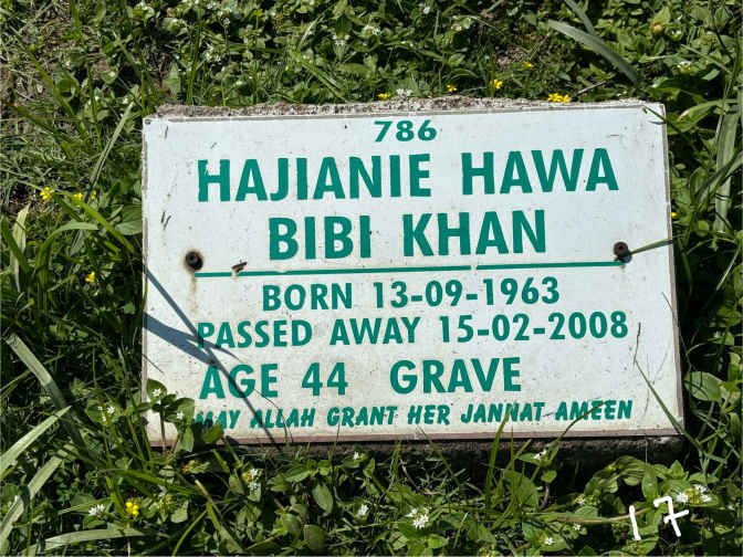 KHAN Hajianie Hawa Bibi 1963-2008