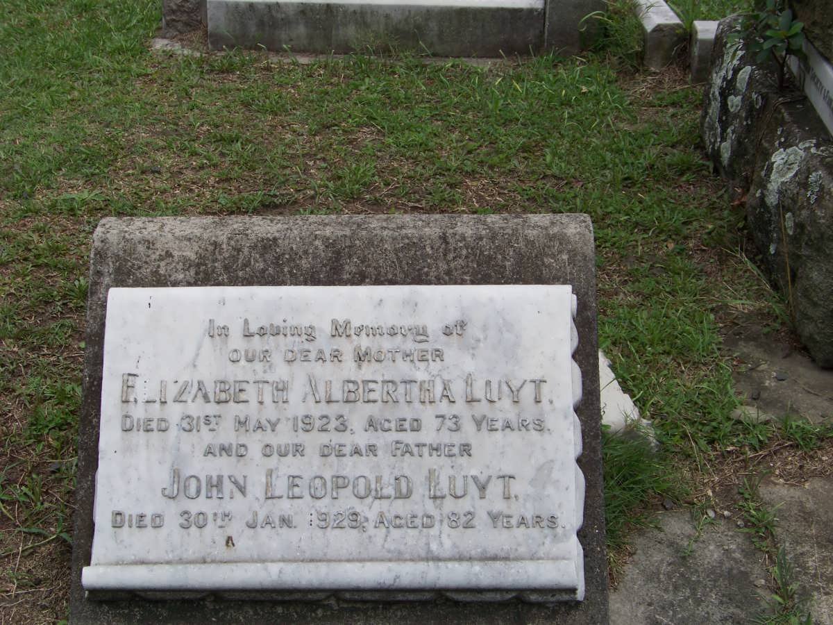 LUYT John Leopold -1929 &amp; Elizabeth Albertha -1923