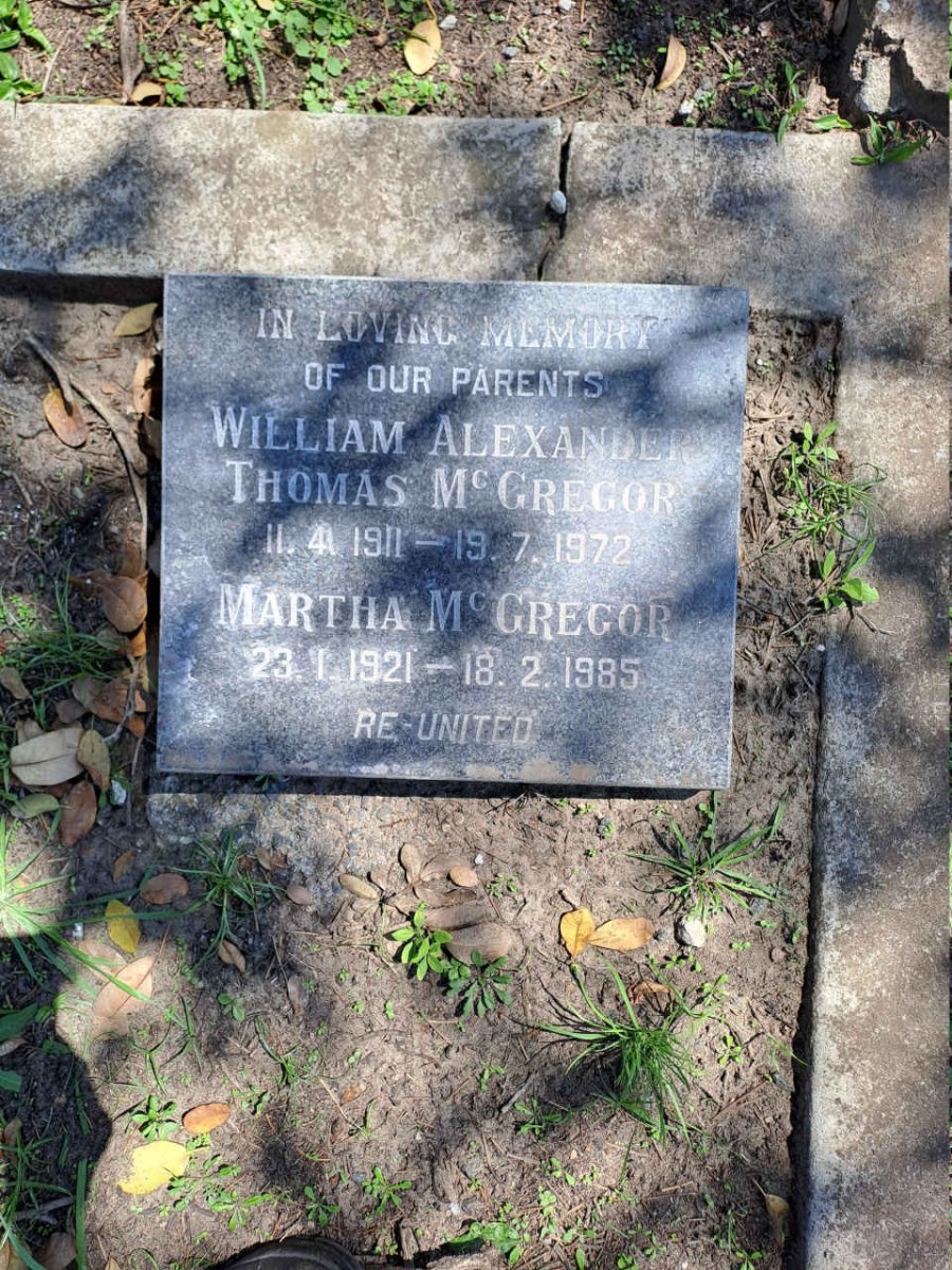 MCGREGOR William Alexander Thomas 1911-1972 & Martha 1921-1985 
