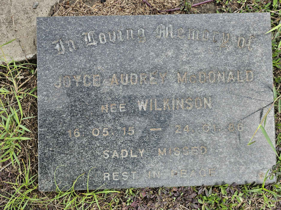 MCDONALD Joyce Audrey nee WILKINSON 1915-1986