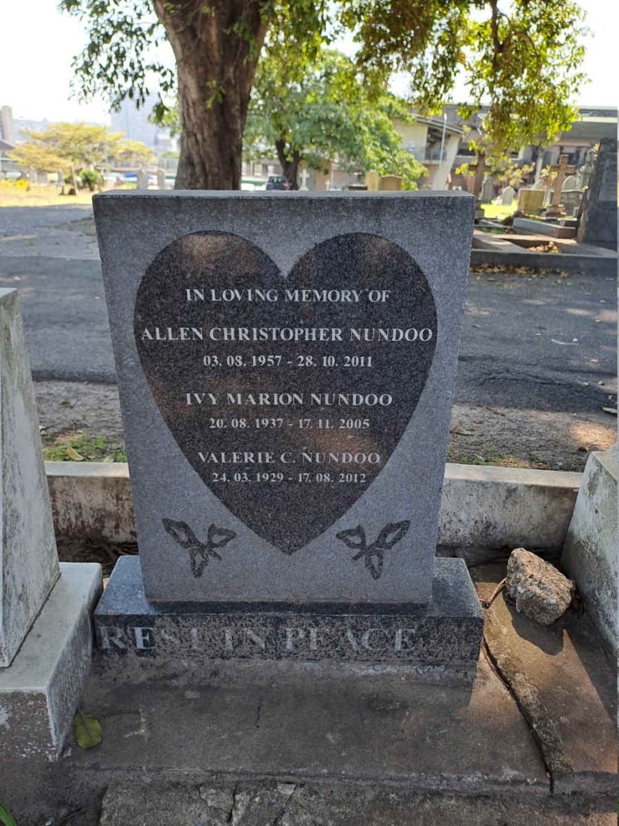 NUNDOO Allen Christopher 1957-2011 :: NUNDOO Ivy Marion 1937-2005 :: NUNDOO Valerie C. 1929-2012