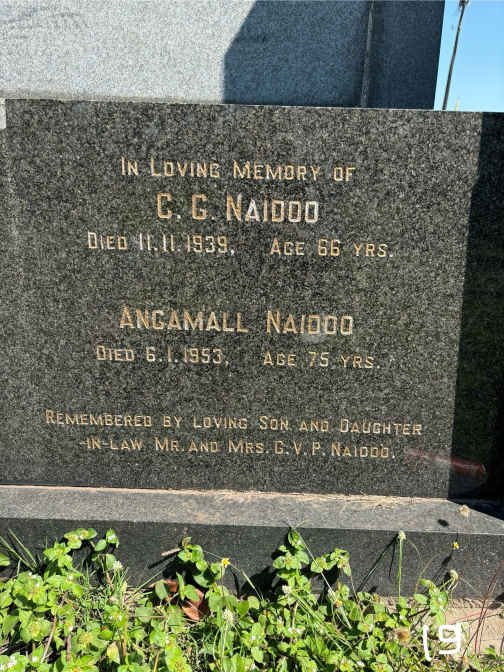 NAIDOO C.G. -1939 :: NAIDOO Angamall -1953