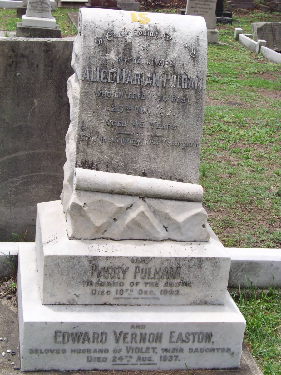 PULHAM Harry -1922 &amp; Alice Marian -1921 :: EASTON Edward Vernon -1937