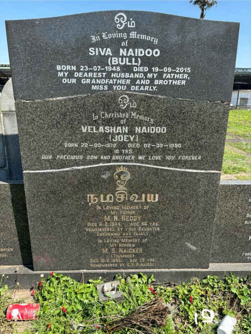REDDY M.N. -1944 :: NAICKER M.S. -1949 :: NAIDOO Velashan 1972-1990 :: NAIDOO Siva 1948-2015