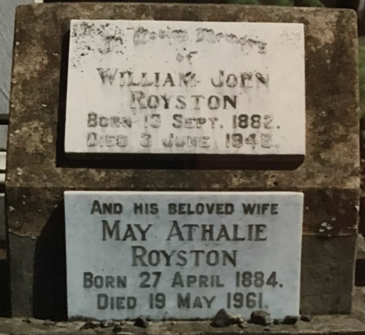 ROYSTON William John 1882-1948 &amp; May Athalie 1884-1961