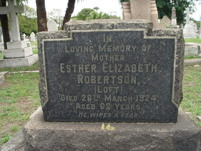 ROBERTSON Esther Elizabeth nee LOFT -1924