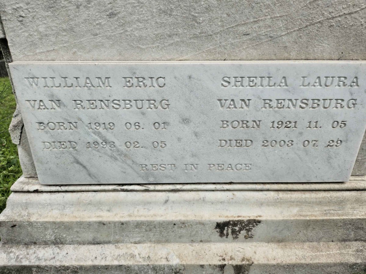 RENSBURG William Eric, van 1919-1993 & Sheila Laura 1921-2003