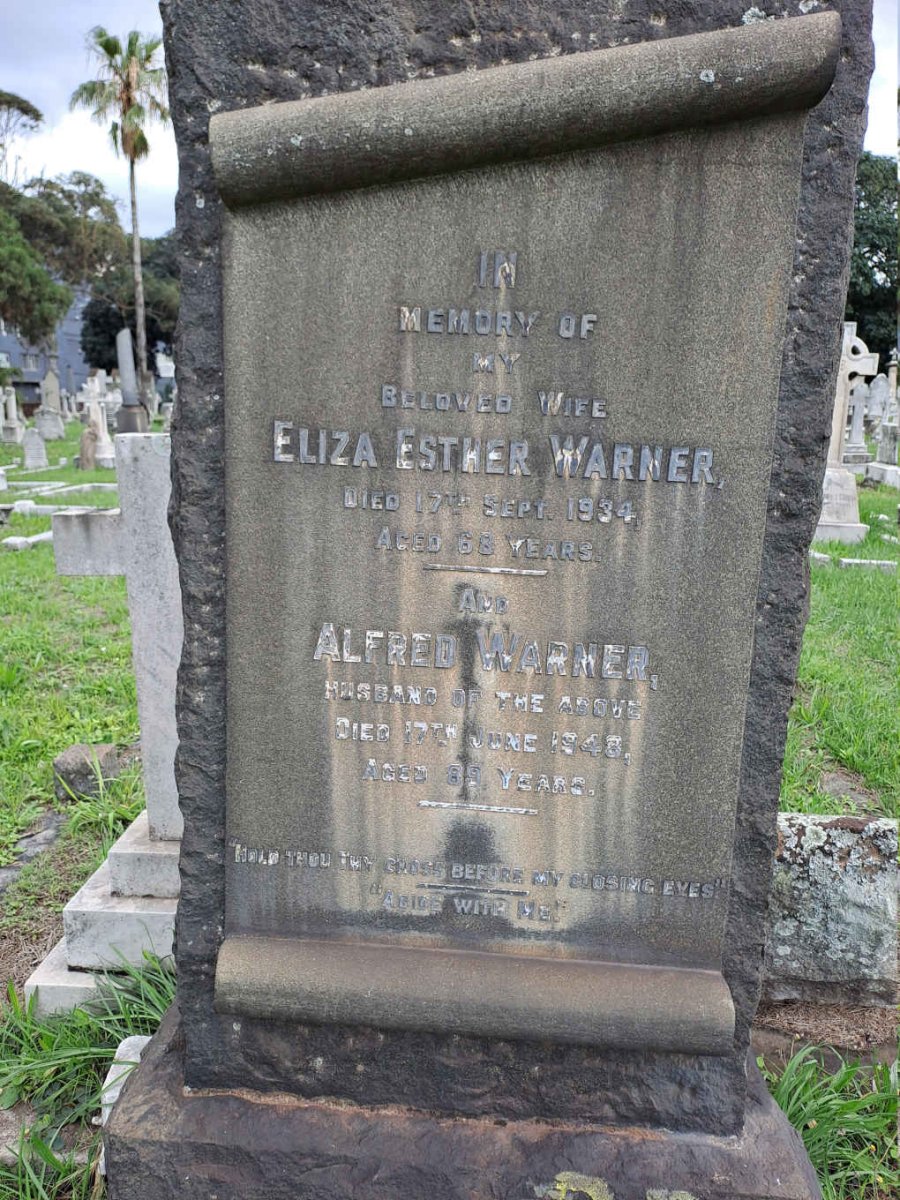 WARNER Alfred -1948 & Eliza Esther -1934