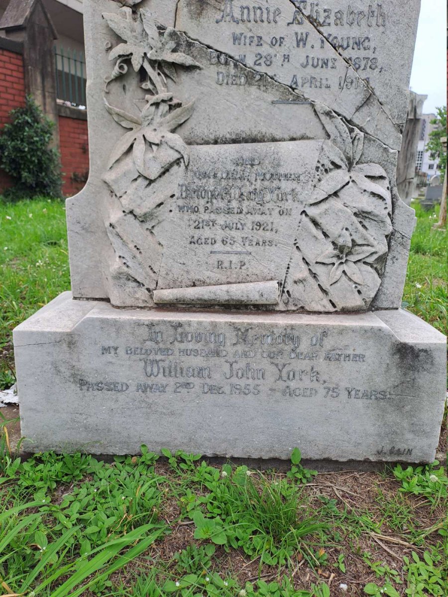 YORK Mary Jane -1901 :: YOUNG Annie Elizabeth 1878-191? :: YORK Bridget Mary -1921 :: YOUNG William John -1955 _2