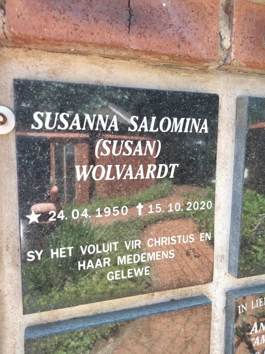 WOLVAARDT Susanna Salomina 1950-2020