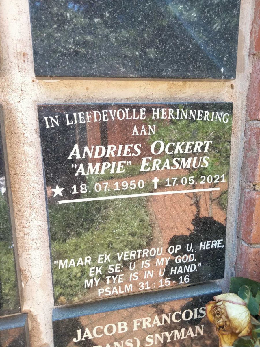 ERASMUS Andries Ockert 1950-2021