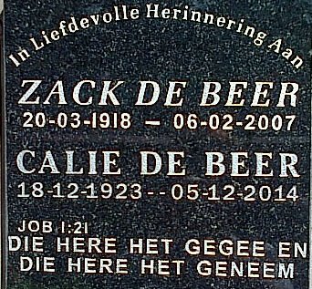BEER Zack, de 1918-2007 &amp; Calie 1923-2014