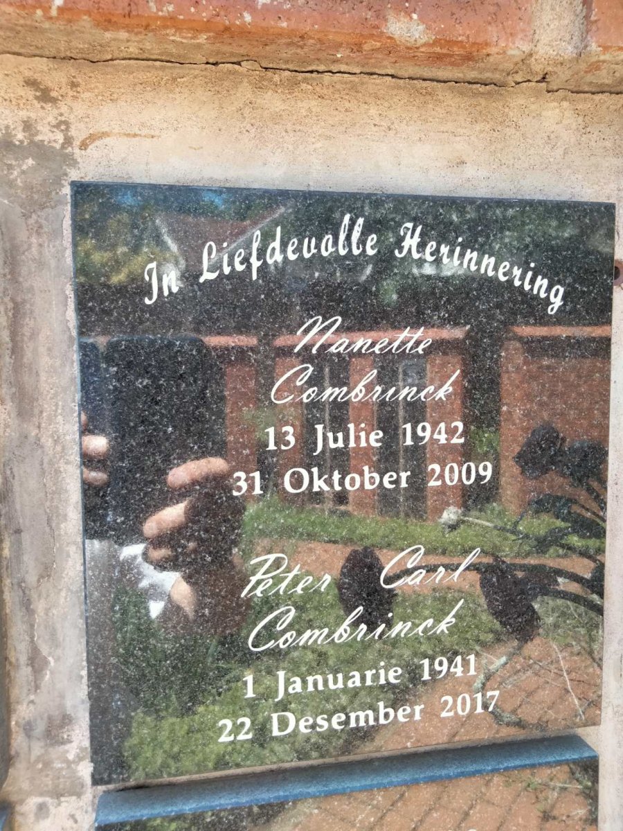 COMBRINCK Peter Carl 1941-2017 &amp; Nanette 1942-2009