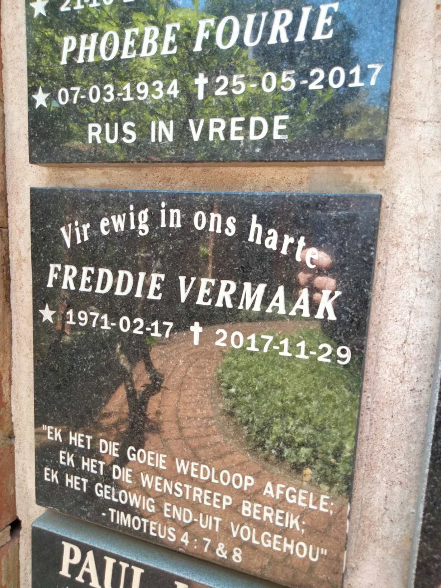 VERMAAK Freddie 1971-2017