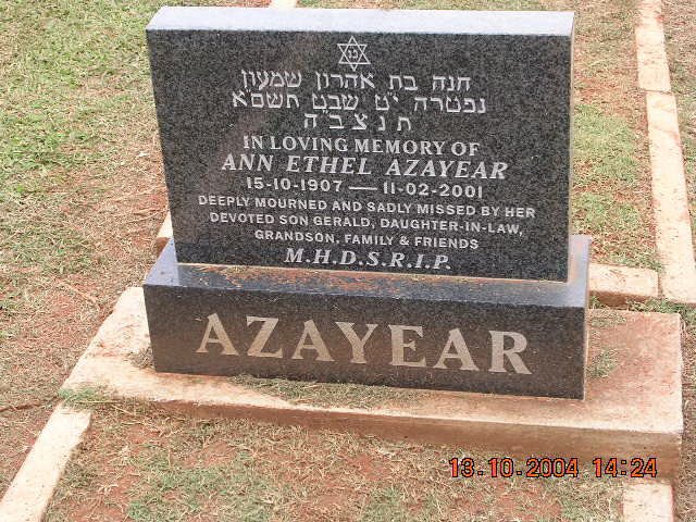 AZAYEAR Ann Ethel 1907-2001