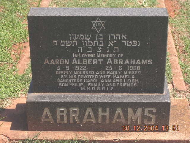 ABRAHAMS Aaron Albert 1922-1988