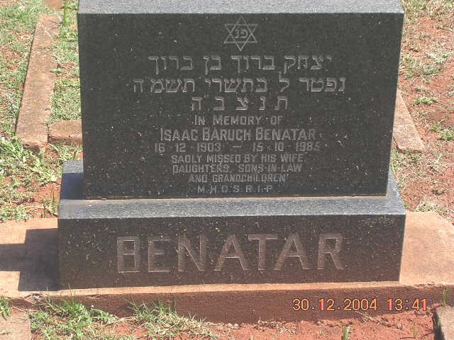 BENATAR Isaac Baruch 1903-1985