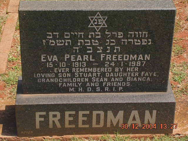 FREEDMAN Eva Pearl 1913-1987