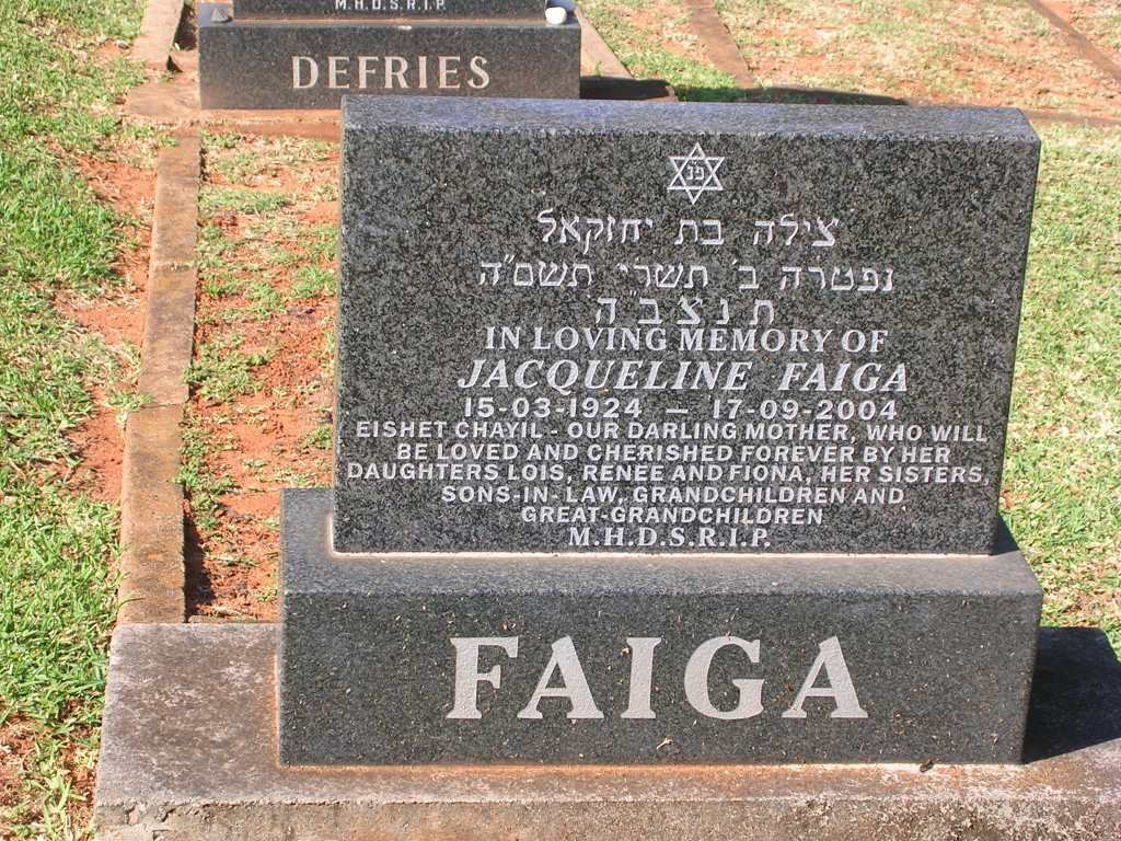 FAIGA Jacqueline 1924-2004