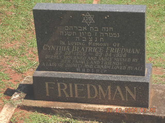 FRIEDMAN Cynthia Beatrice 1905-1998