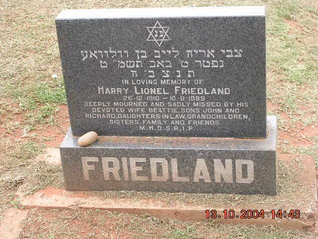 FRIEDLAND Harry Lionel 1910-1989
