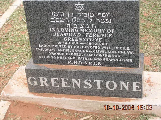 GREENSTONE Jesmond Terence 1939-2001