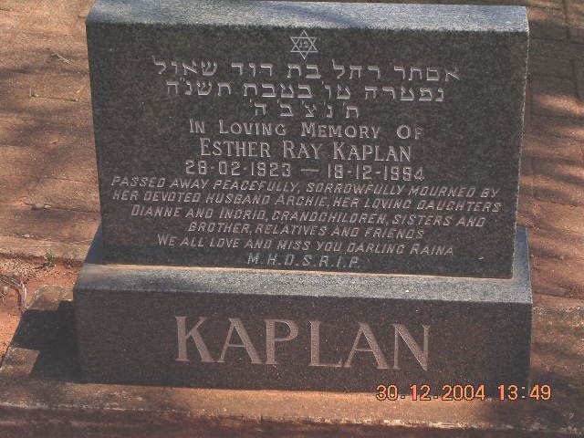 KAPLAN Esther Ray 1923-19?4