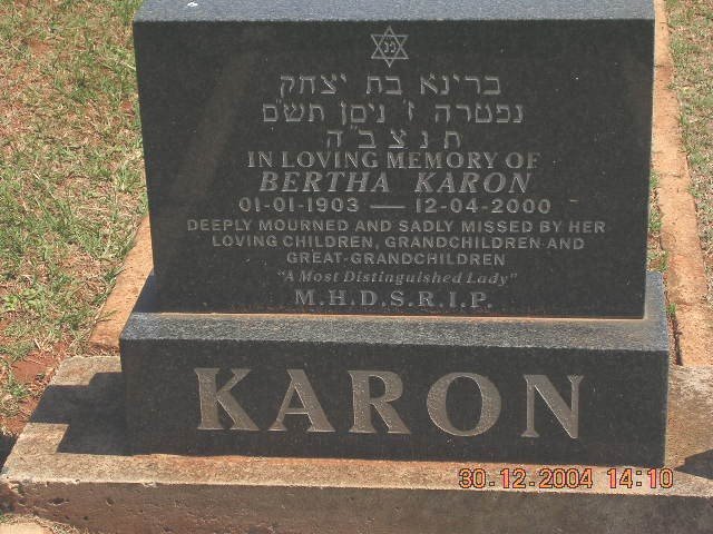 KARON Bertha 1903-2000