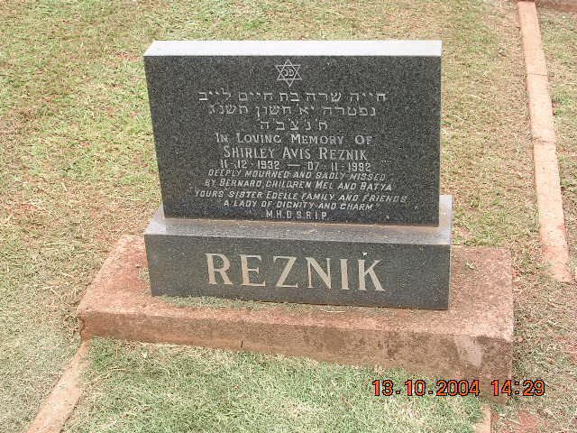 RESNIK Shirley Avis 1932-1992