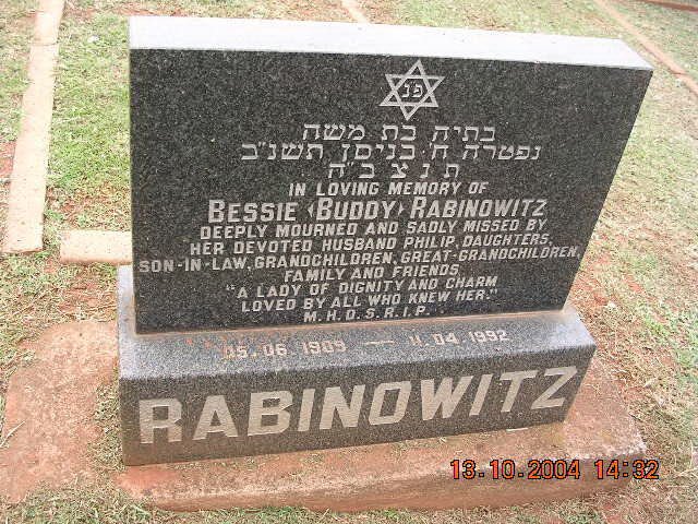 RABINOWITZ Bessie 1909-1992