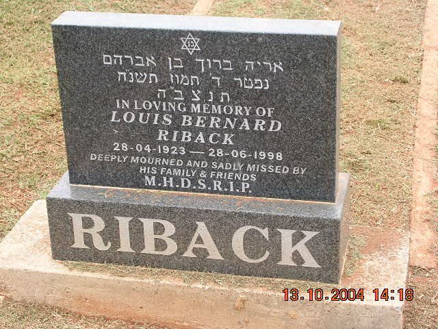 RIBACK Louis Bernard 1923-1998
