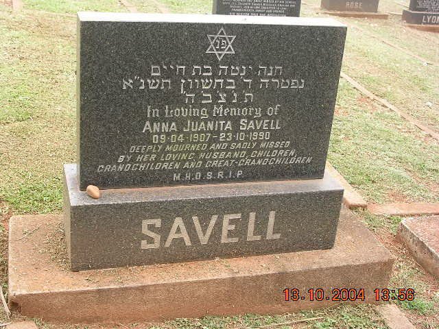 SAVELL Anna Juanita 1907-1990