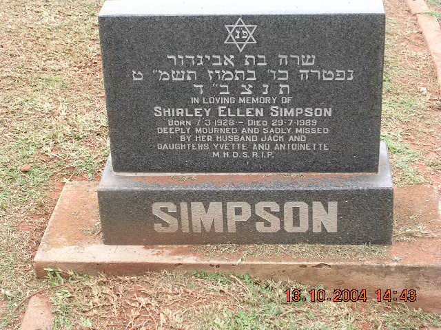 SIMPSON Shirley Ellen 1928-1989