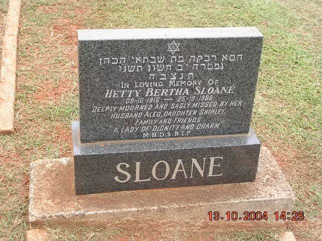 SLOANE Hetty Bertha 1916-1996