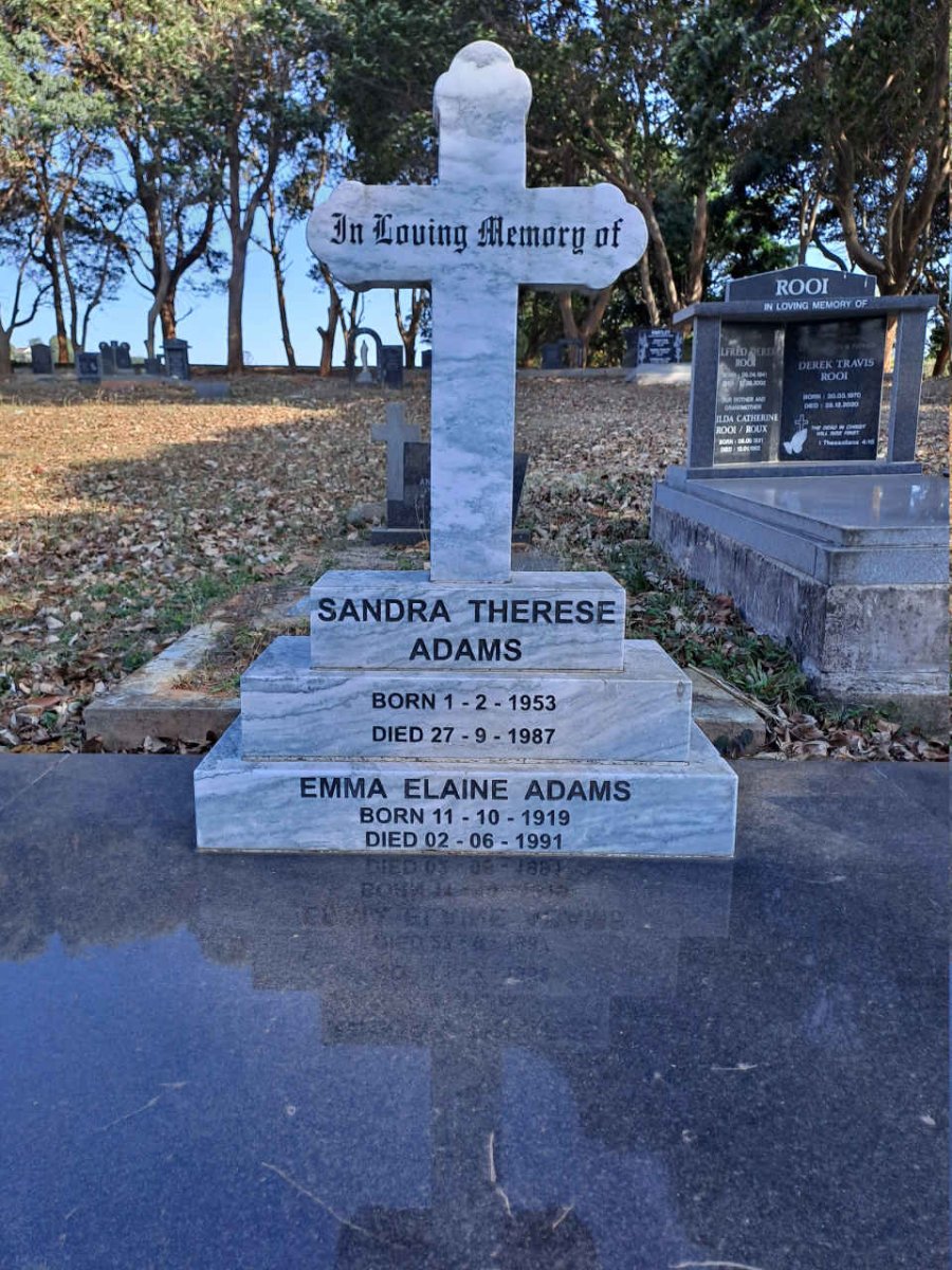 ADAMS Emma Elaine 1919-1991 :: ADAMS Sandra Therese 1953-1987