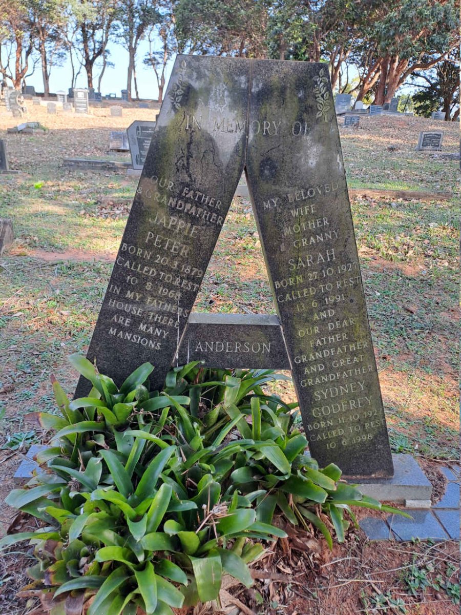 ANDERSON Jappie Peter 1879-1968 :: ANDERSON Sarah 1927-1991 :: ANDERSON Sydney Godfrey 1927-1998