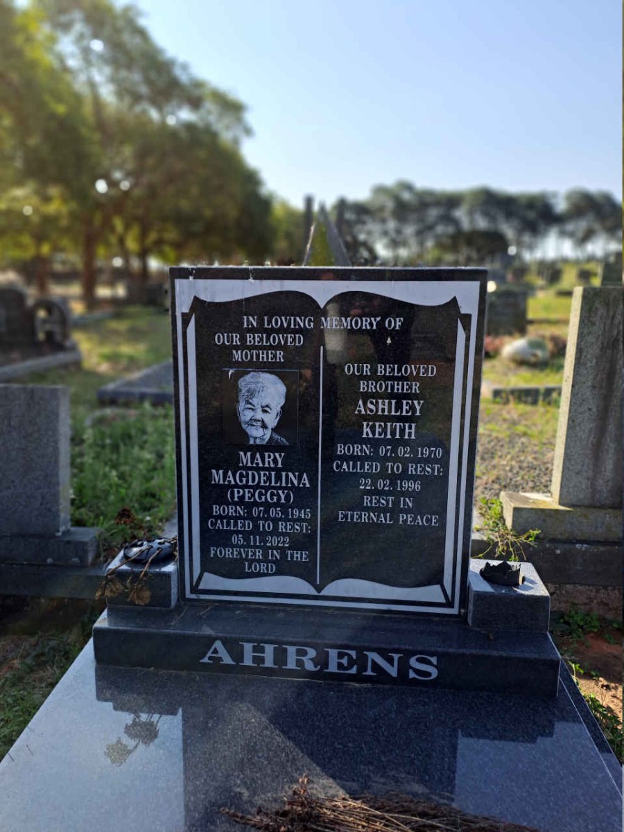 AHRENS Mary Magdelina 1945-2022 :: AHRENS Ashley Keith 1970-1996