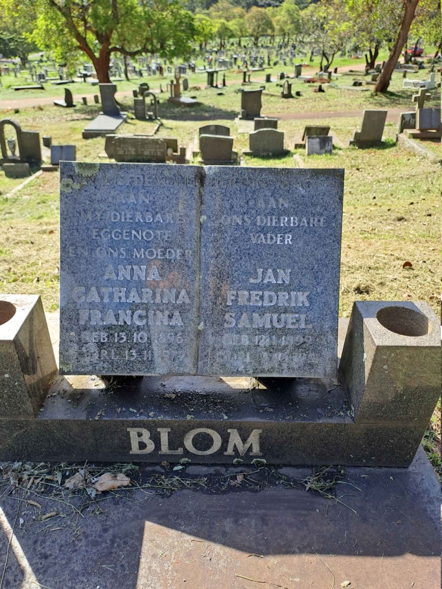BLOM Jan Fredrik Samuel 1899-1991 & Anna Catharina Francina 1896-1972