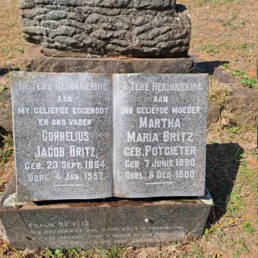 BRITZ Cornelius Jacob 1883-1952 & Martha Maria POTGIETER 1890-1980