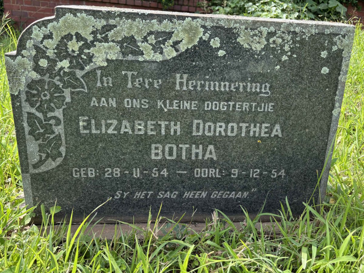 BOTHA Elizabeth Dorothea 1954-1954