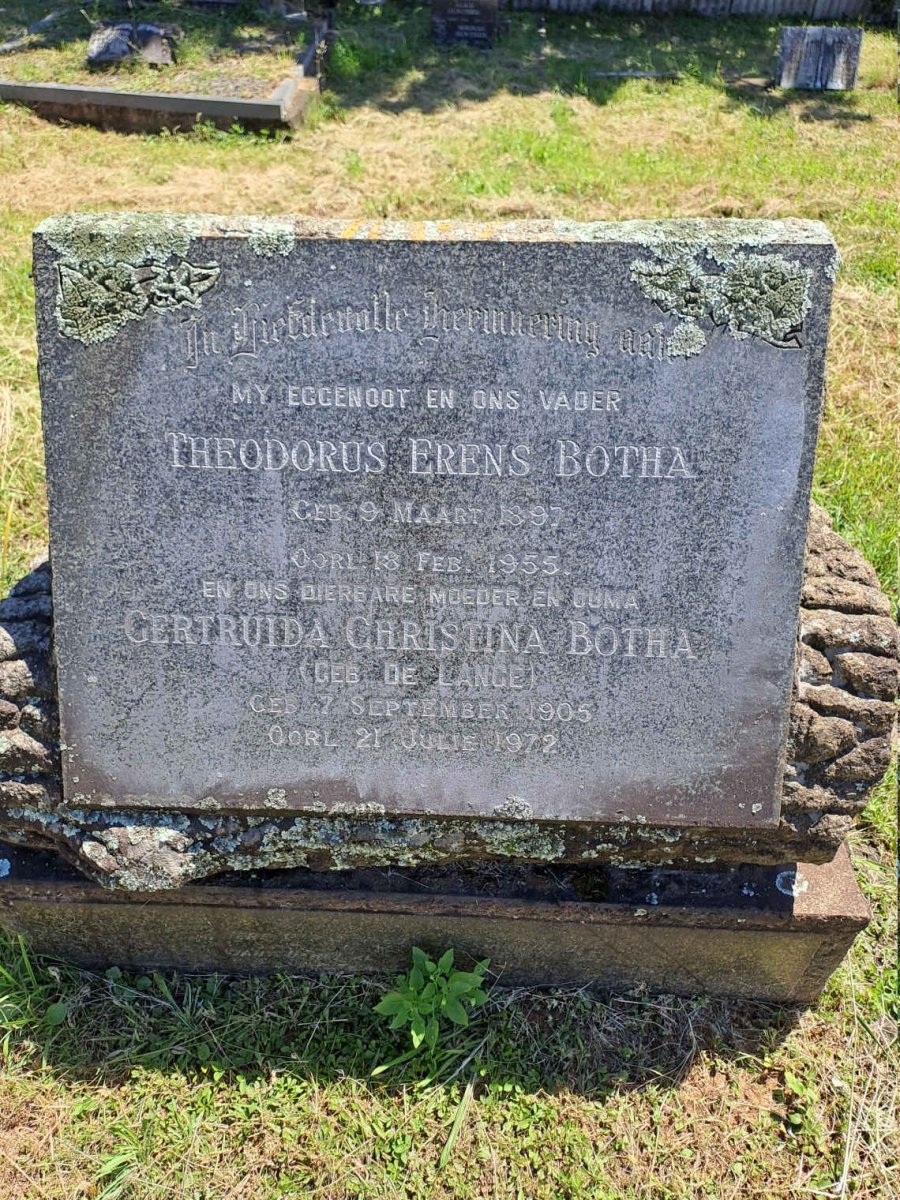 BOTHA Theodorus Erens 1897-1955 & Gertruida Christina DE LANGE 1905-1972
