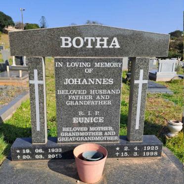 BOTHA Johannes 1933-2015 & Eunice 1925-1998