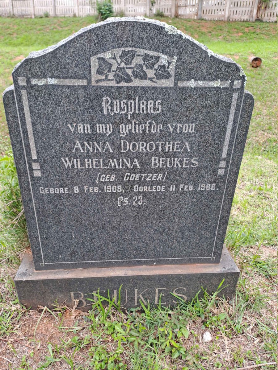 BEUKES Anna Dorothea Wilhelmina nee COETZEE 1909-1966