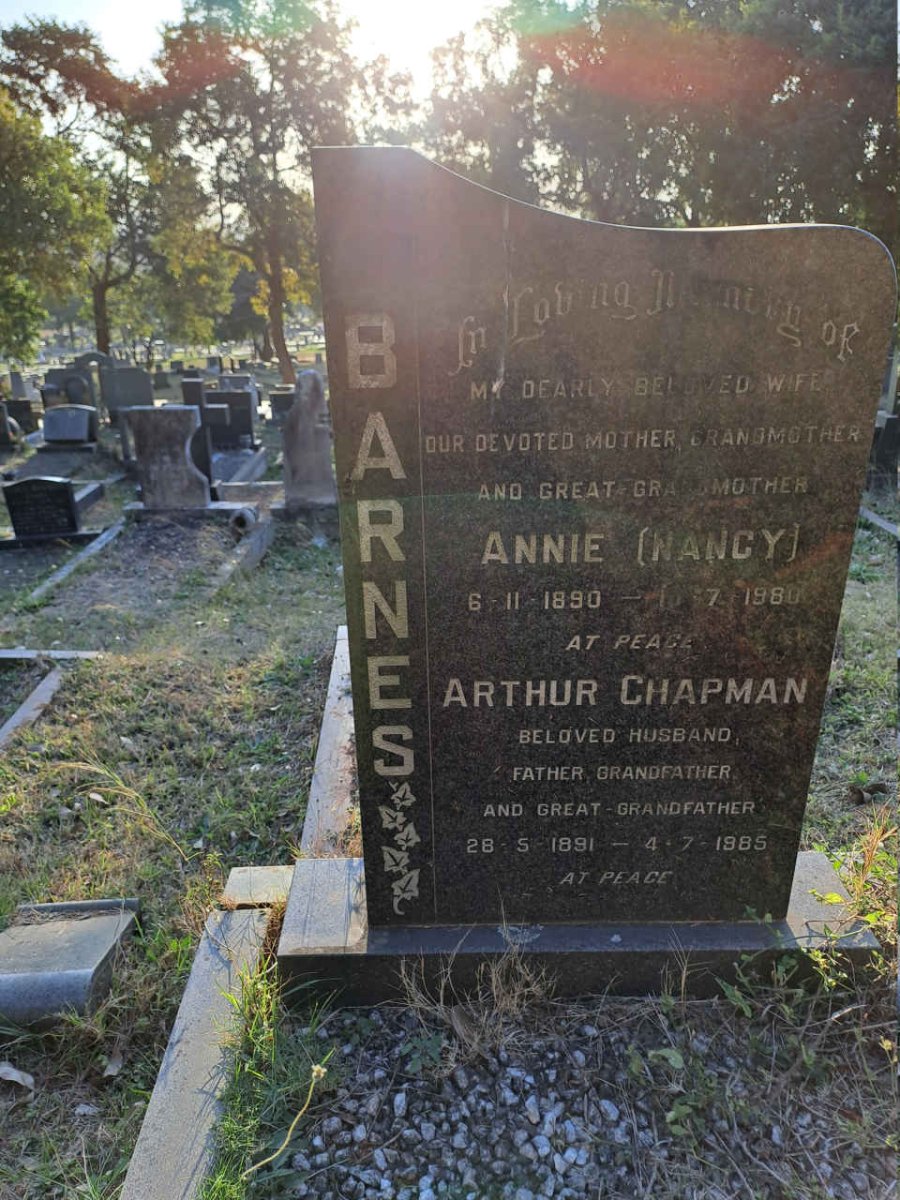 BARNES Arthur Chapman 1891-1985 & Annie 1890-1980