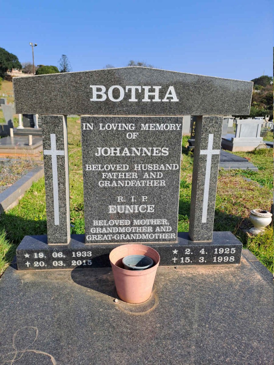 BOTHA Johannes 1933-2015 & Eunice 1925-1998