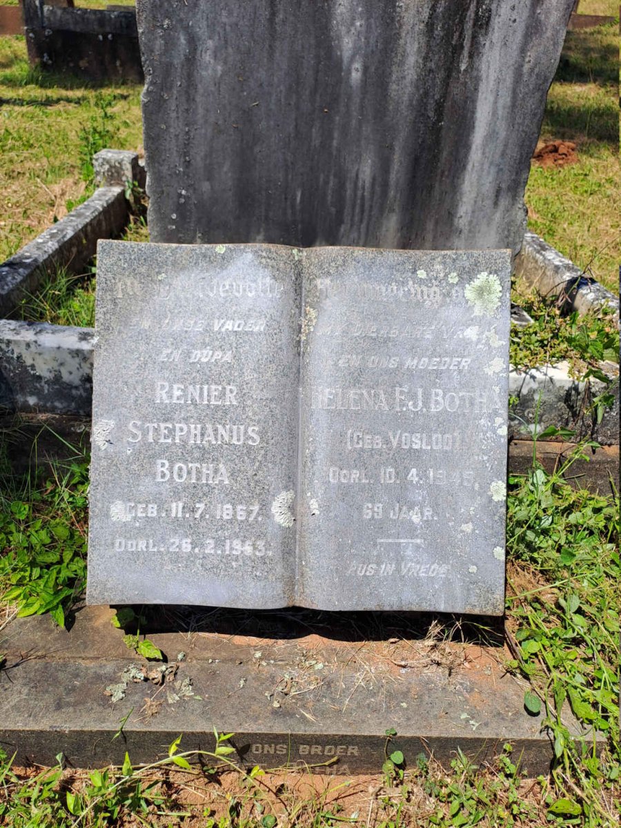 BOTHA Renier Stephanus 1867-1963 & Helena F.J. nee VOSLOO -1945
