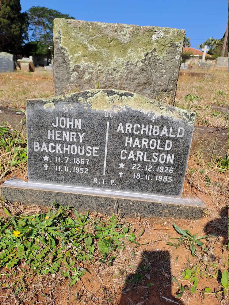 BLACKHOUSE John Henry 1867-1952 :: CARLSON Archibald Harold 1926-1985
