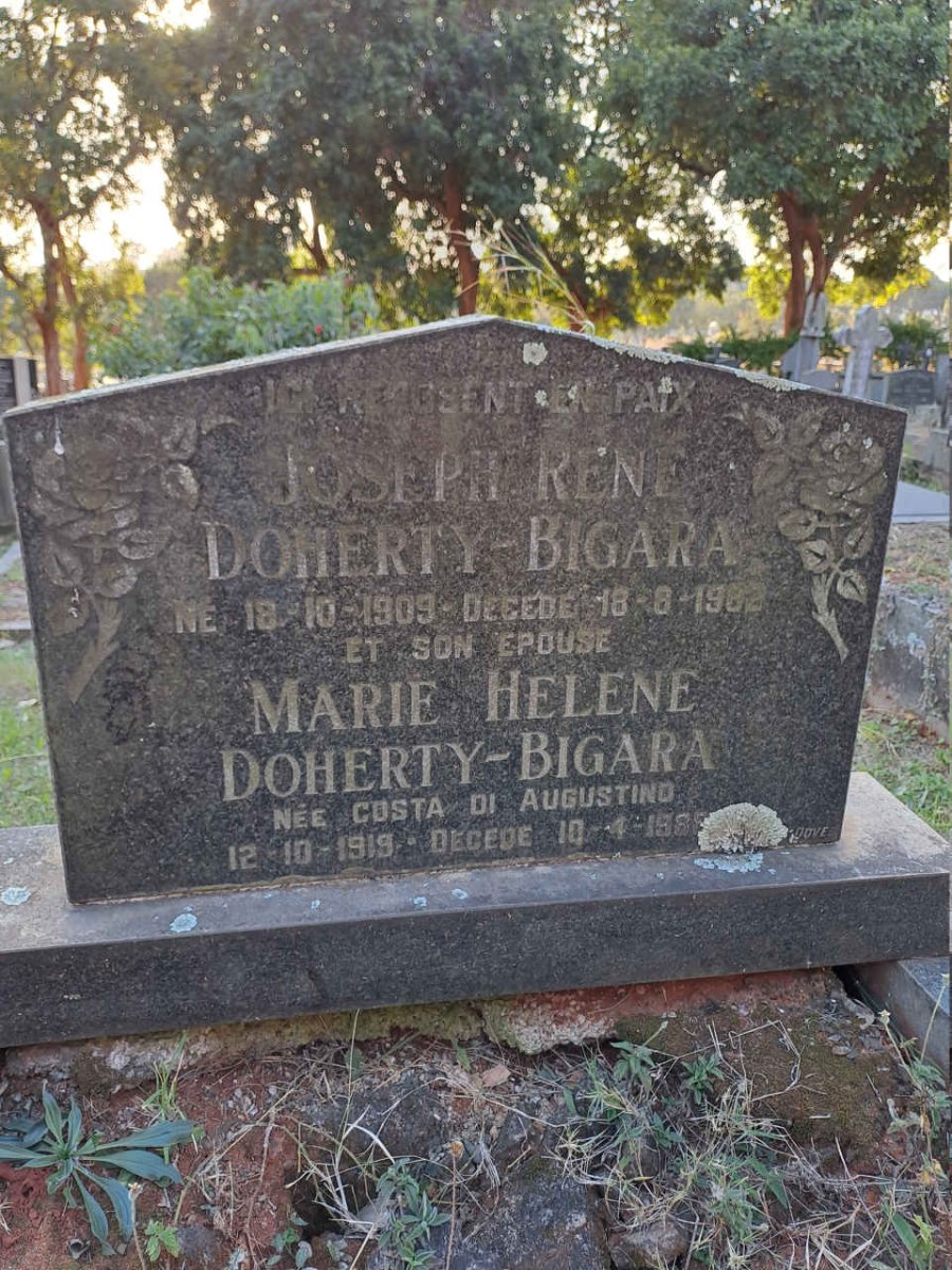 BIGARA Joseph Rene, DOHERTY 1909-1982 & Marie Helene COSTA DI AUGUSTINO 1919-198?